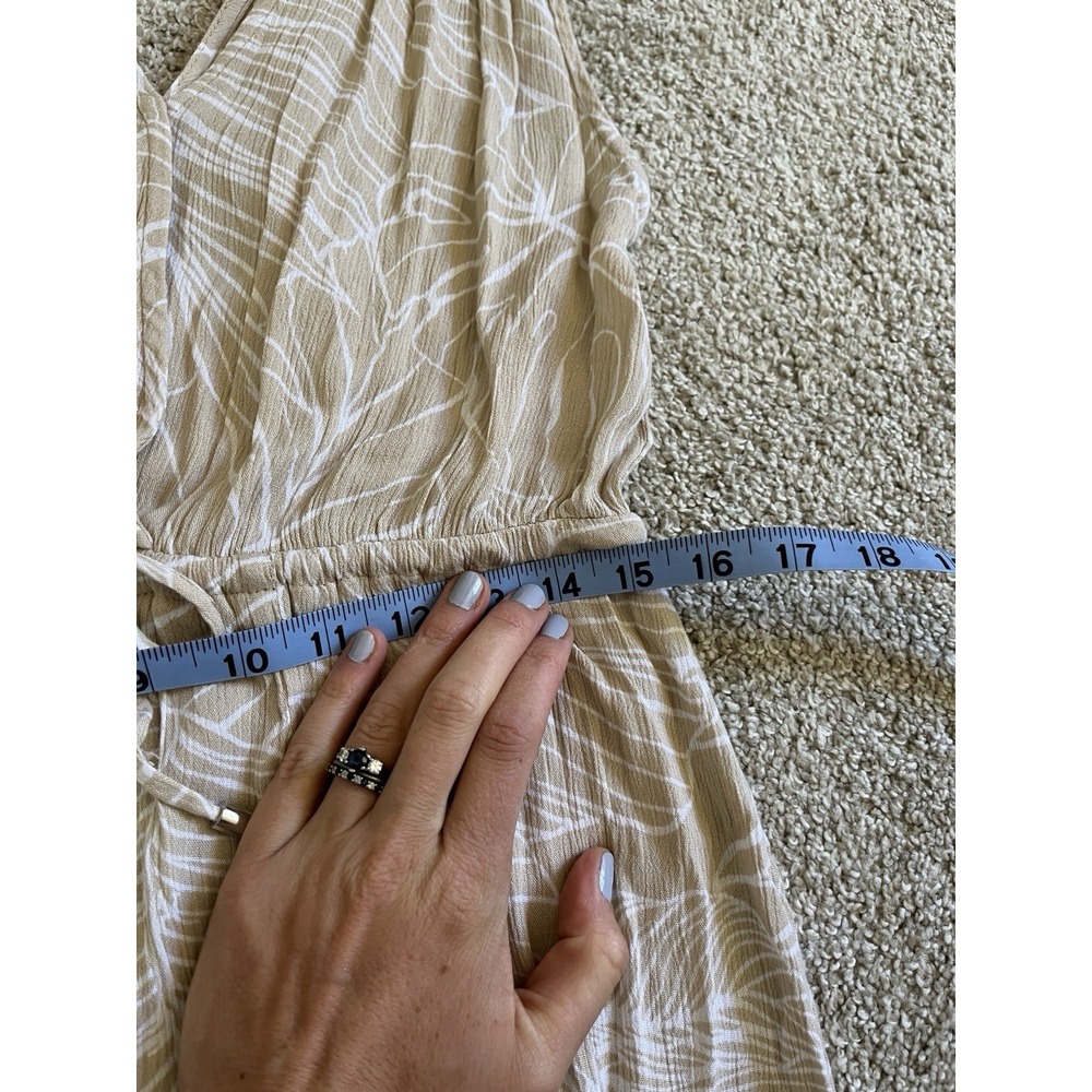 Beach cover up maxi dress sheer v neck lighweight tan drawstring NEW L - Picture 11 of 13